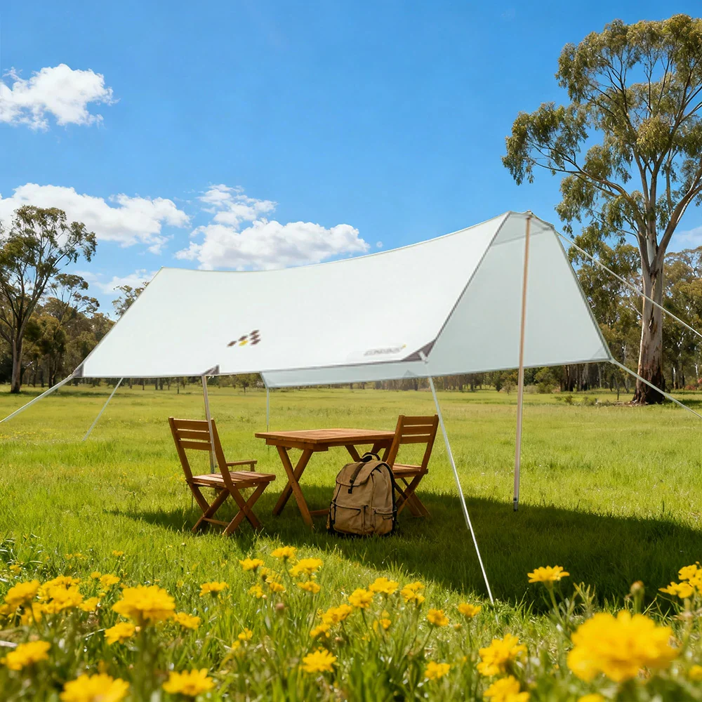 TREKKA 15 Square Meter Silver-Coated T-Wing Canopy - UPF50 Plus Sun Protection, 2.1m High Poles, Tear-Resistant 210D Oxford Shade Shelter - Mint Green - Image 2