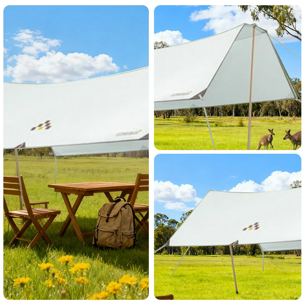 TREKKA 15 Square Meter Silver-Coated T-Wing Canopy - UPF50 Plus Sun Protection, 2.1m High Poles, Tear-Resistant 210D Oxford Shade Shelter - Mint Green - Image 4