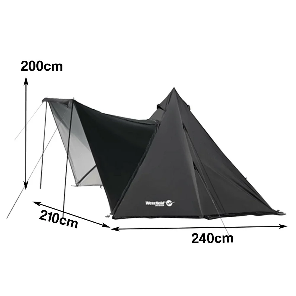 TREKKA Pole-Free Pyramid Camping Tent with Silver-Coated Fabric - Spacious Interior, Sun & Rain Protection, Multi-Setup Shelter - Silver - Image 5