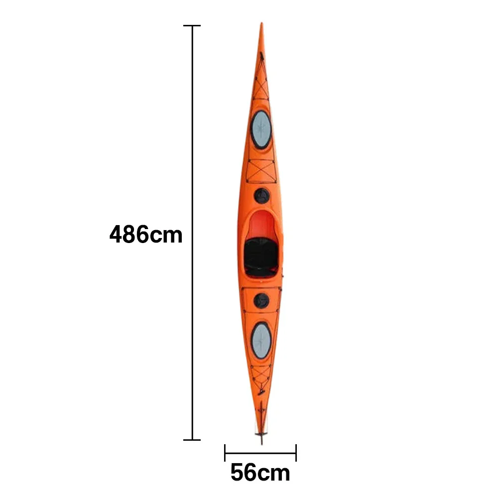 TREKKA Single Kayak Eco-Friendly LLDPE Durable Design Adjustable Footrests 486cm Ideal for Lakes & Rivers - Red - Image 5