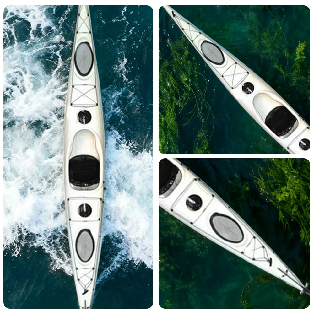 TREKKA Single Kayak Eco-Friendly LLDPE Durable Design Adjustable Footrests 486cm Ideal for Lakes & Rivers - White - Image 3