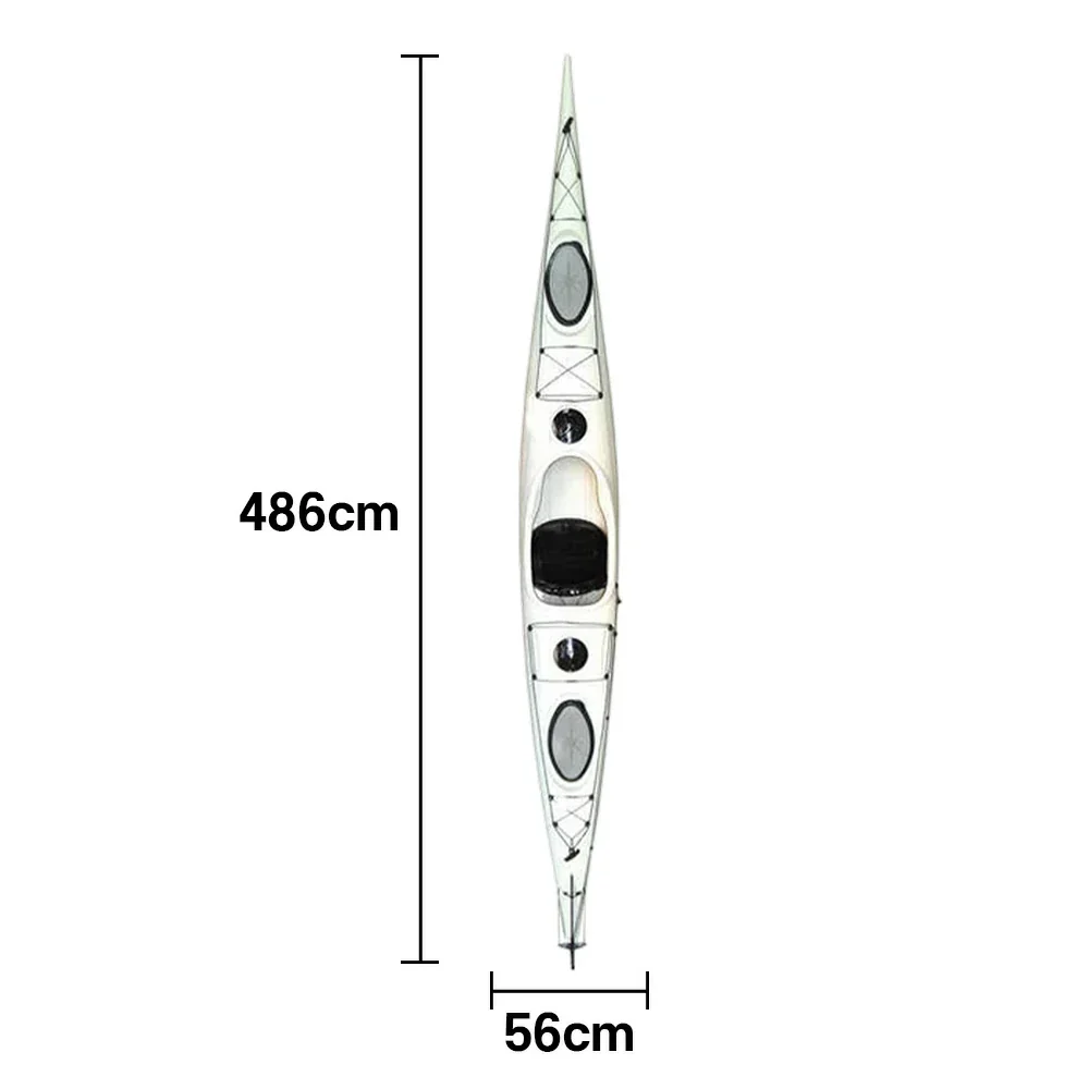 TREKKA Single Kayak Eco-Friendly LLDPE Durable Design Adjustable Footrests 486cm Ideal for Lakes & Rivers - White - Image 5