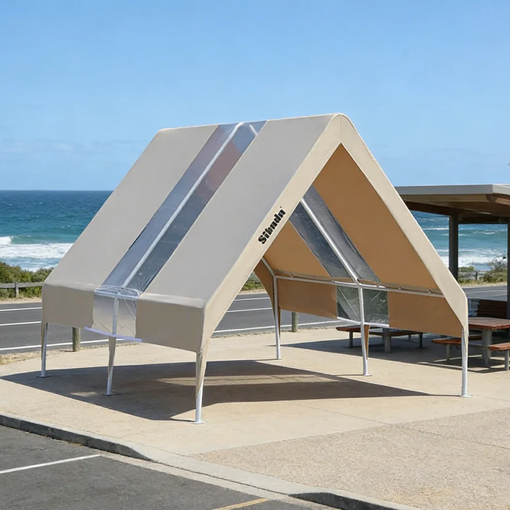 TREKKA Extra-Thick Outdoor Canopy Tent - 3x4m Cover with Single Transparent Panel, Reinforced Steel Frame, Wind-Stable Structure, Waterproof & UV-Resistant Material - Clear - Image 2