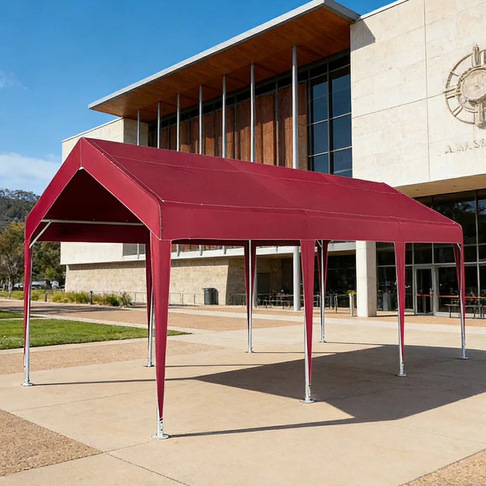 TREKKA Heavy-Duty Outdoor Canopy Tent - 3x6m Large Canopy with Reinforced Steel Frame, Waterproof & UV-Resistant Fabric, Wind-Stable Structure - Wine Red - Image 2