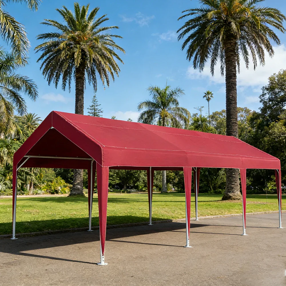 TREKKA Heavy-Duty Outdoor Canopy Tent - 3x6m Large Canopy with Reinforced Steel Frame, Waterproof & UV-Resistant Fabric, Wind-Stable Structure - Wine Red - Image 4