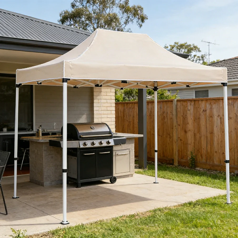 TREKKA Outdoor Pop-Up Canopy - 2/3m Square Canopy with Reinforced Steel Frame, Waterproof & UV-Resistant Fabric, Wind-Stable Structure - Beige - Image 2