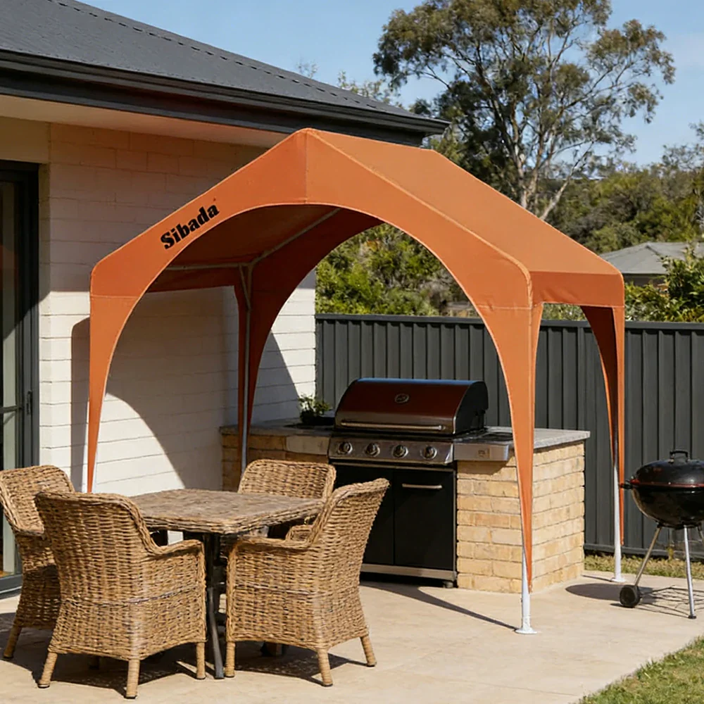 TREKKA Outdoor Arch Canopy Gazebo - 3x3m Canopy Only with Reinforced Steel Frame, Waterproof & UV-Resistant Fabric, Wind-Stable Structure - Orange - Image 2