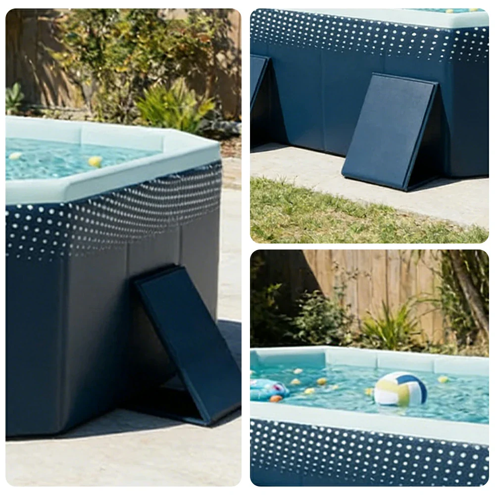 TREKKA Reinforced Family Swimming Pool Double Layer Composite High Strength 160/210/260cm Family Backyard Use - Dark Blue - Image 15