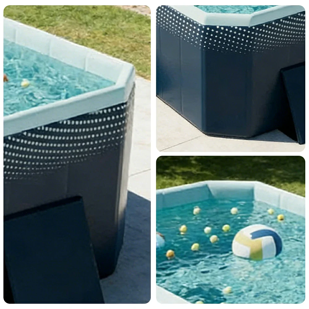TREKKA Reinforced Family Swimming Pool Double Layer Composite High Strength 160/210/260cm Family Backyard Use - Dark Blue - Image 3