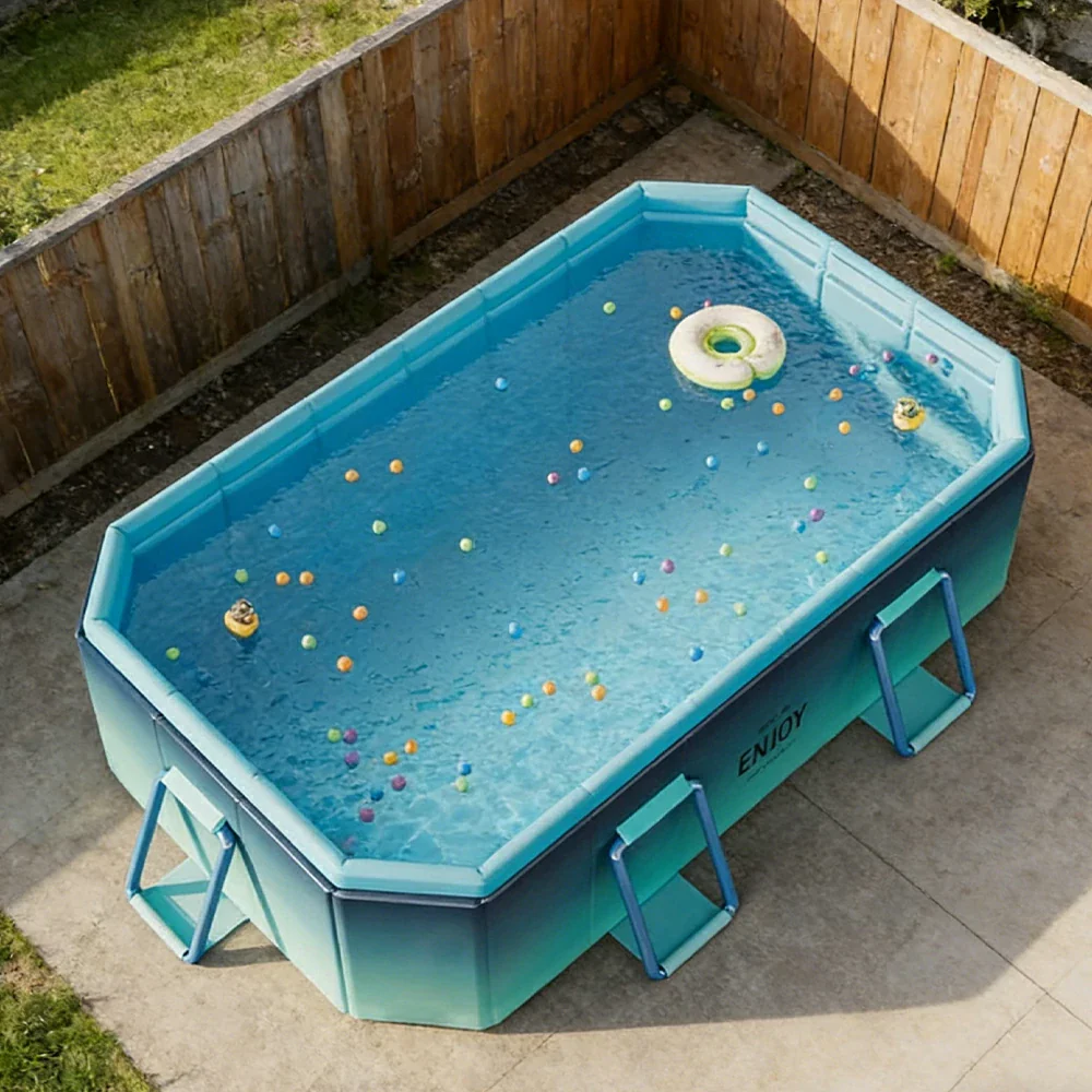 TREKKA Reinforced Family Swimming Pool Double Layer Composite High Strength 160/210/260cm Family Backyard Use - Blue - Image 10