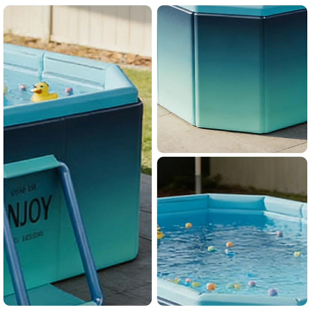TREKKA Reinforced Family Swimming Pool Double Layer Composite High Strength 160/210/260cm Family Backyard Use - Blue - Image 3