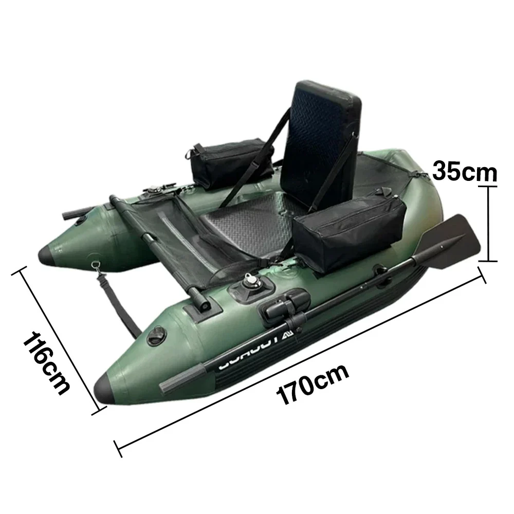TREKKA Inflatable Kayak - Dual Air Chamber System, Durable PVC, High-Back Support Chair, Perfect for Sea & Lake Fishing - Green - Image 5