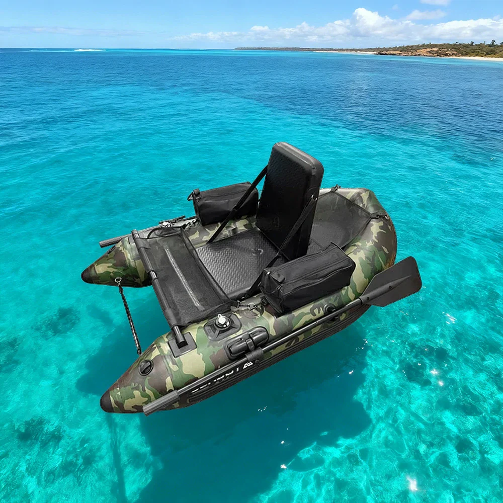 TREKKA Inflatable Kayak - Dual Air Chamber System, Durable PVC, High-Back Support Chair, Perfect for Sea & Lake Fishing - Camouflage - Image 2