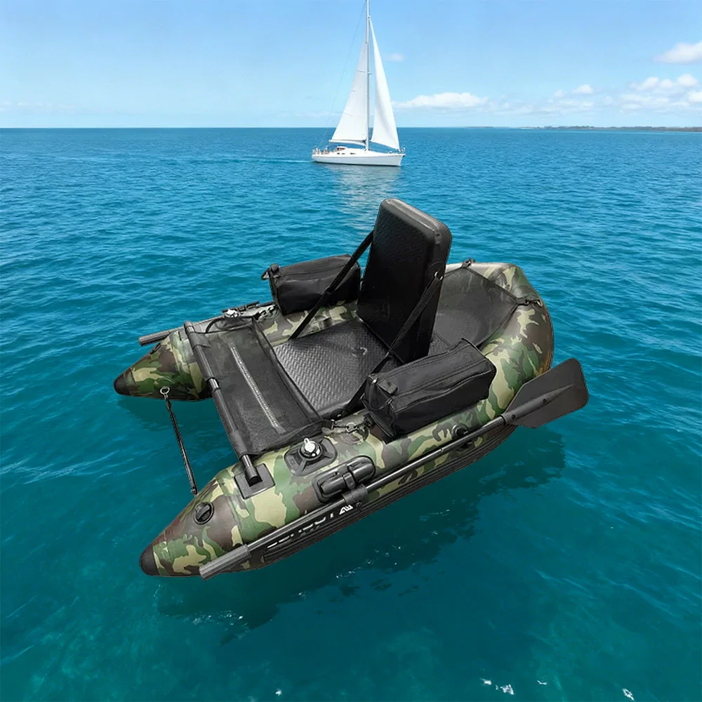 TREKKA Inflatable Kayak - Dual Air Chamber System, Durable PVC, High-Back Support Chair, Perfect for Sea & Lake Fishing - Camouflage - Image 4