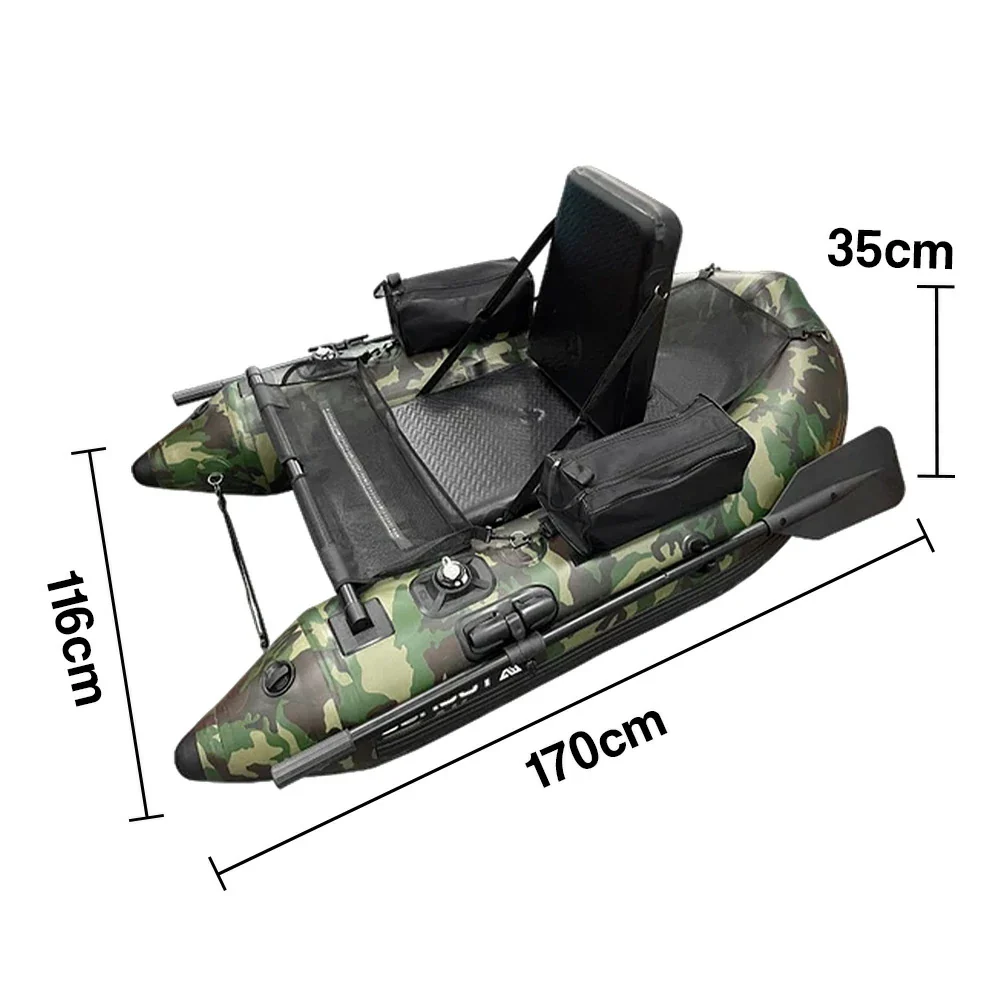 TREKKA Inflatable Kayak - Dual Air Chamber System, Durable PVC, High-Back Support Chair, Perfect for Sea & Lake Fishing - Camouflage - Image 5