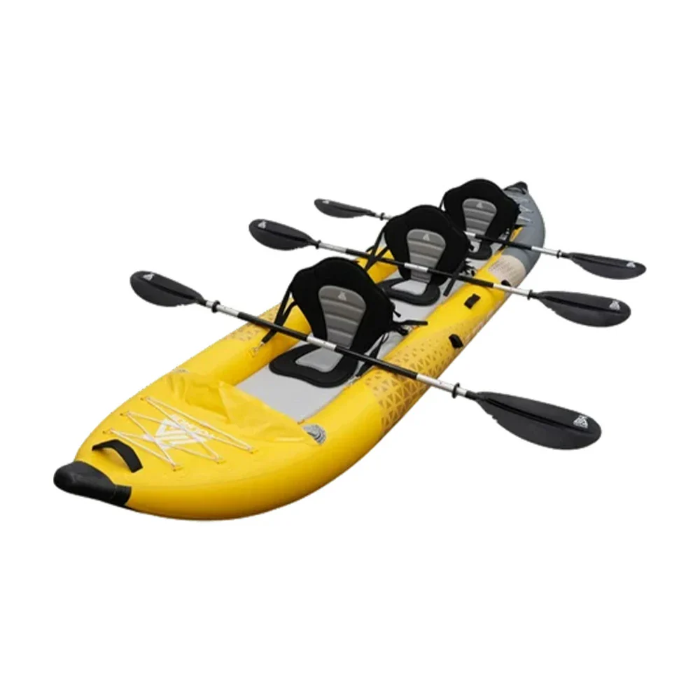 TREKKA 328/388/420cm Inflatable Kayak Elastic Seat, Durable PVC, High-Pressure Valve, Quick-Release Fins, Ideal for Sea & Lake Fishing - Yellow - Image 11