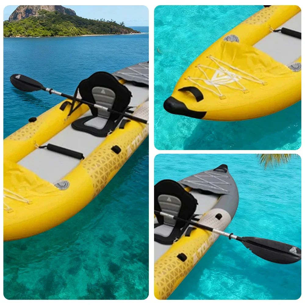 TREKKA 328/388/420cm Inflatable Kayak Elastic Seat, Durable PVC, High-Pressure Valve, Quick-Release Fins, Ideal for Sea & Lake Fishing - Yellow - Image 4
