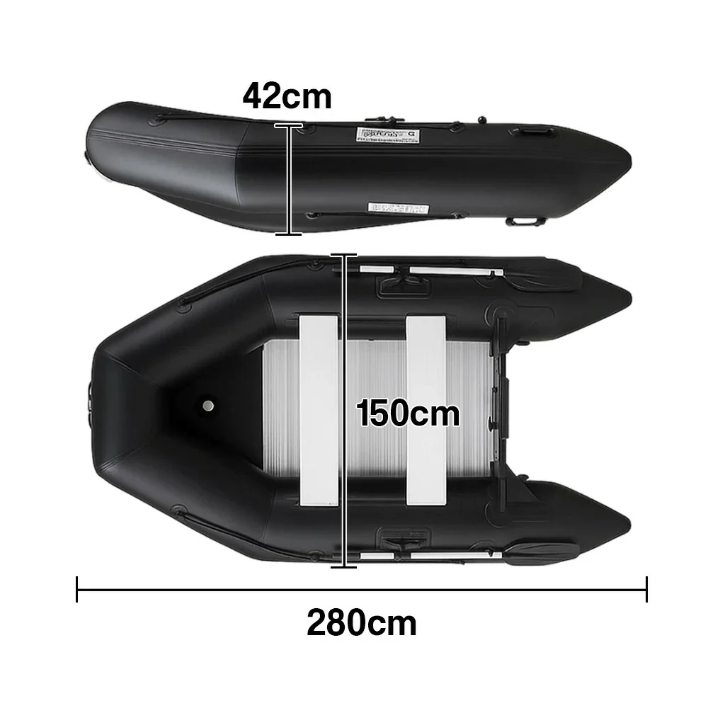 TREKKA 230/280cm Inflatable Kayak Durable PVC Construction Multi-Chamber Design Quick-Drain Valve Ideal for Fishing & Recreation - Black - Image 10