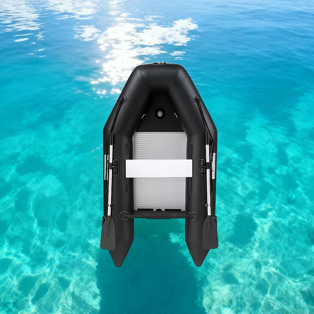 TREKKA 230/280cm Inflatable Kayak Durable PVC Construction Multi-Chamber Design Quick-Drain Valve Ideal for Fishing & Recreation - Black - Image 4