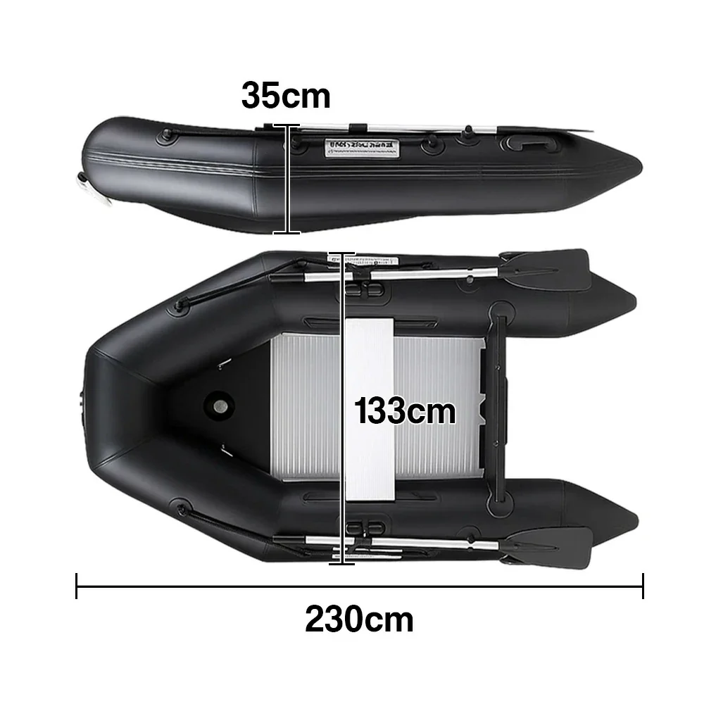 TREKKA 230/280cm Inflatable Kayak Durable PVC Construction Multi-Chamber Design Quick-Drain Valve Ideal for Fishing & Recreation - Black - Image 5