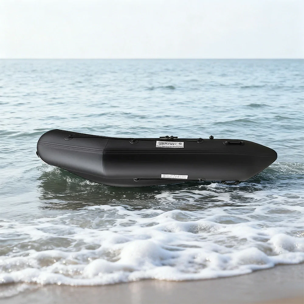TREKKA 230/280cm Inflatable Kayak Durable PVC Construction Multi-Chamber Design Quick-Drain Valve Ideal for Fishing & Recreation - Black - Image 7
