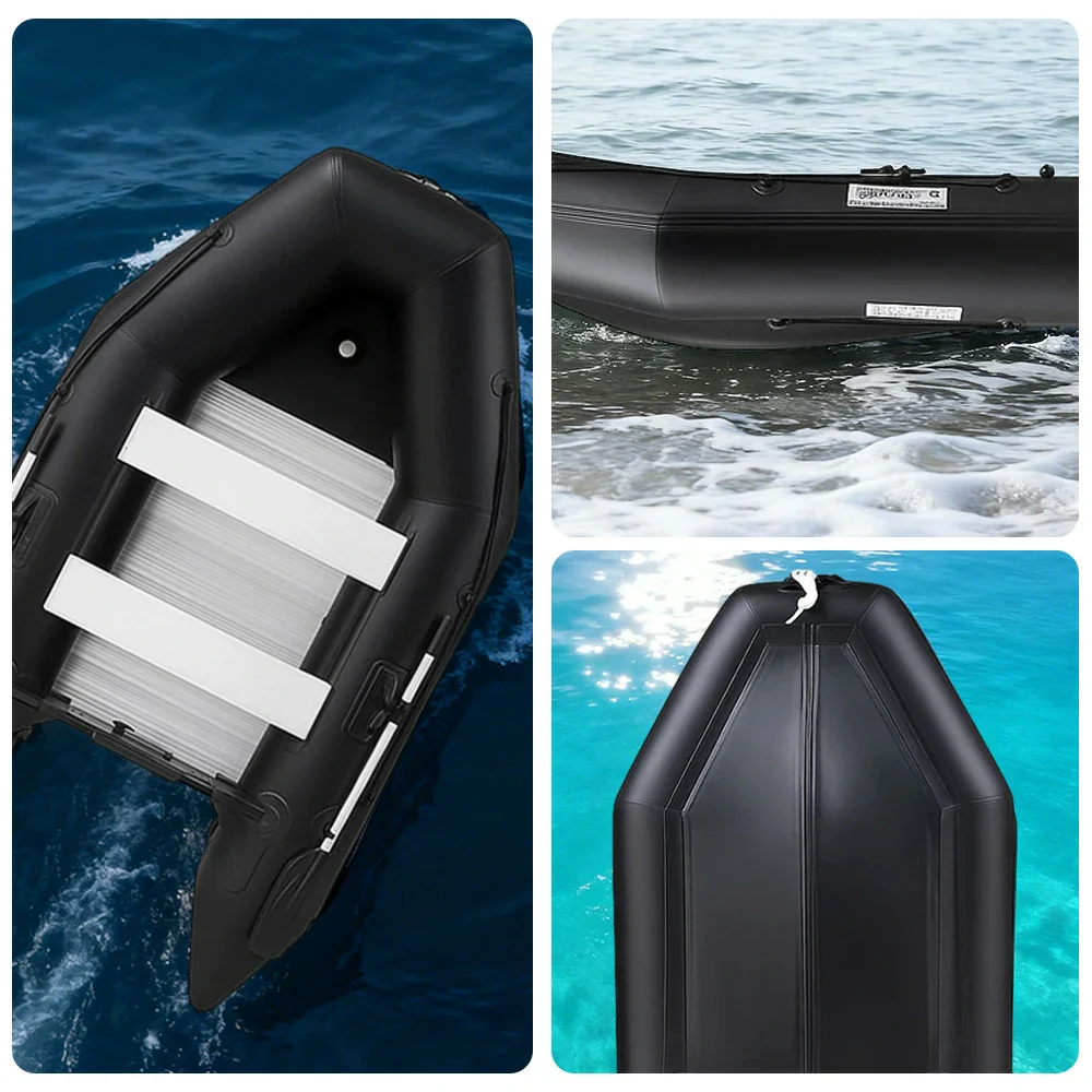 TREKKA 230/280cm Inflatable Kayak Durable PVC Construction Multi-Chamber Design Quick-Drain Valve Ideal for Fishing & Recreation - Black - Image 8