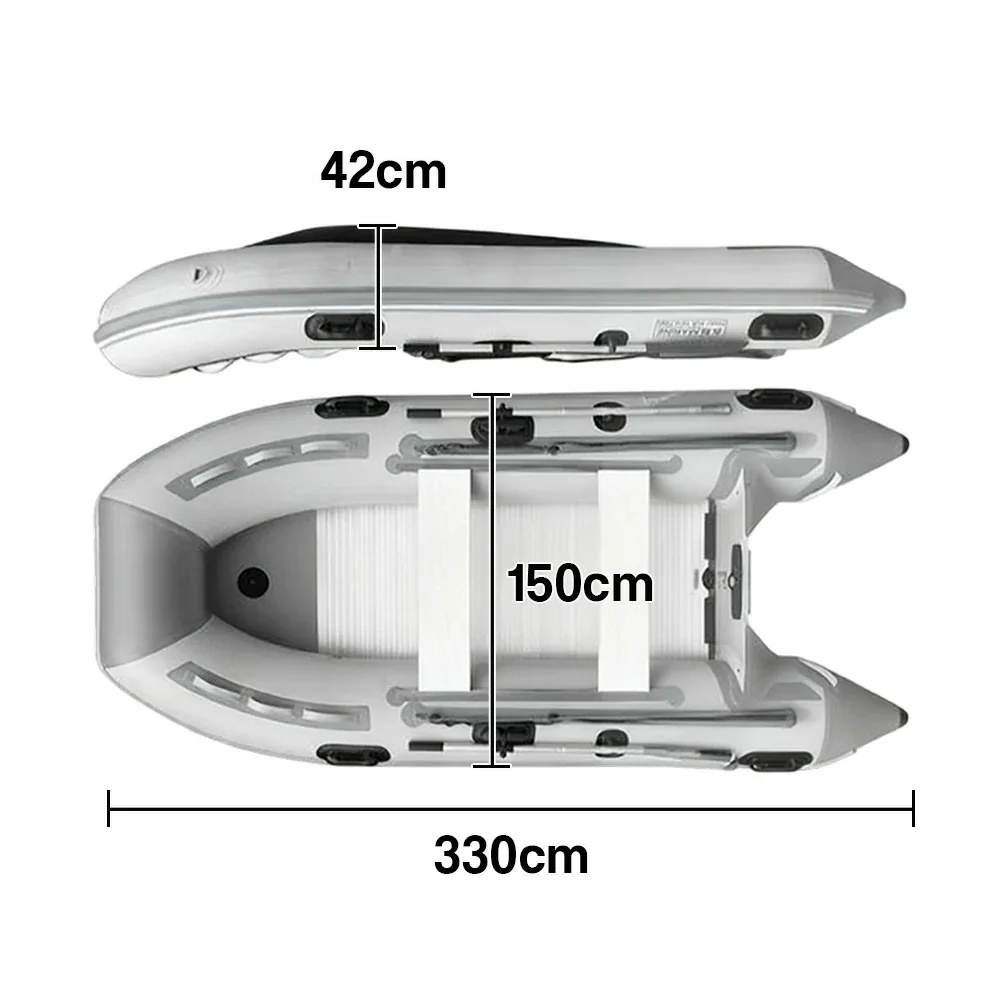 TREKKA 230/330/430cm Inflatable Kayak Durable PVC Construction Multi-Chamber Design Quick-Drain Valve Ideal for Fishing & Recreation - Grey - Image 10