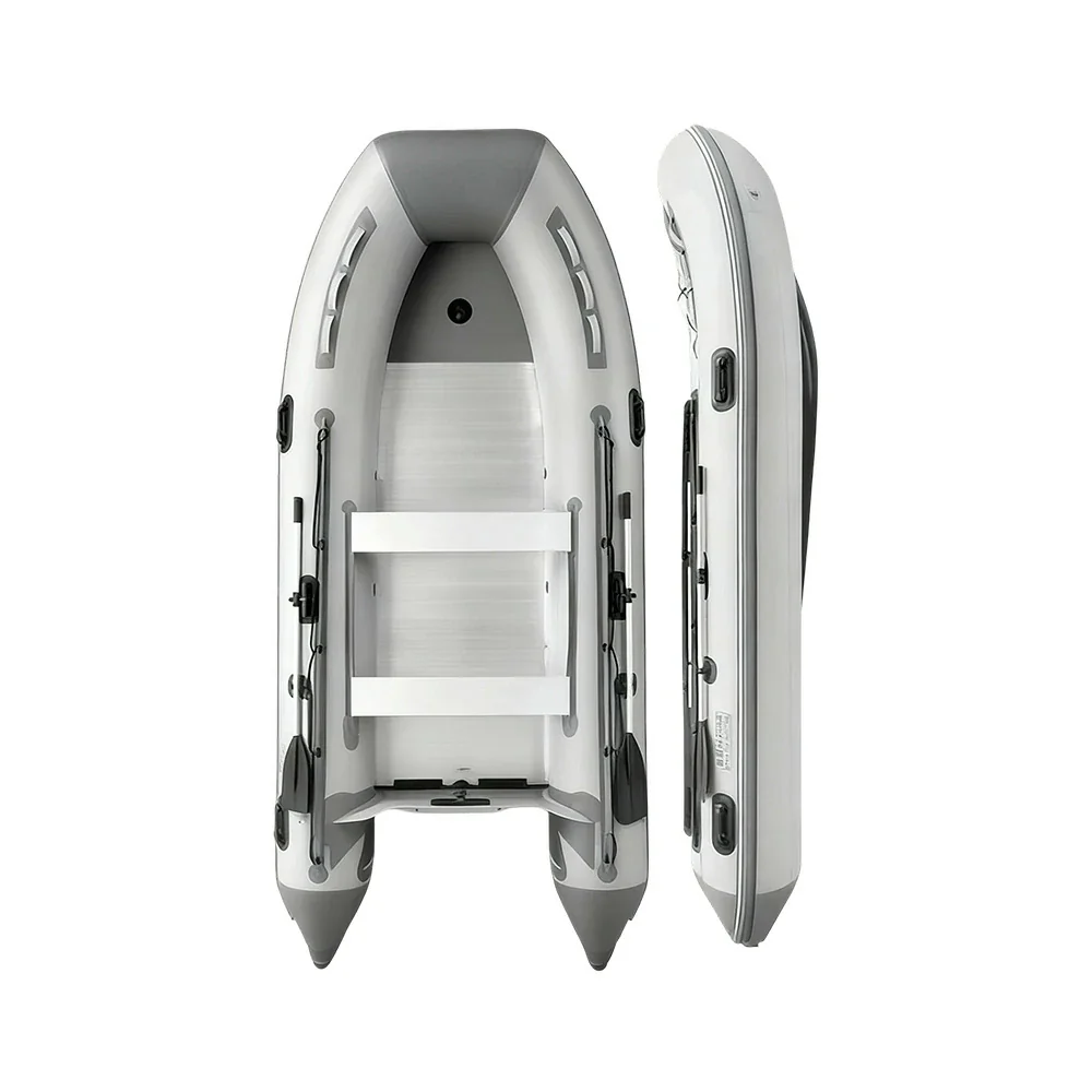 TREKKA 230/330/430cm Inflatable Kayak Durable PVC Construction Multi-Chamber Design Quick-Drain Valve Ideal for Fishing & Recreation - Grey - Image 11
