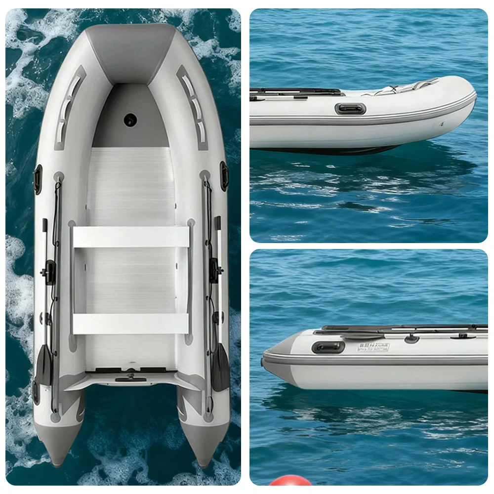 TREKKA 230/330/430cm Inflatable Kayak Durable PVC Construction Multi-Chamber Design Quick-Drain Valve Ideal for Fishing & Recreation - Grey - Image 13