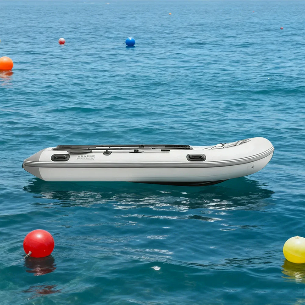 TREKKA 230/330/430cm Inflatable Kayak Durable PVC Construction Multi-Chamber Design Quick-Drain Valve Ideal for Fishing & Recreation - Grey - Image 14