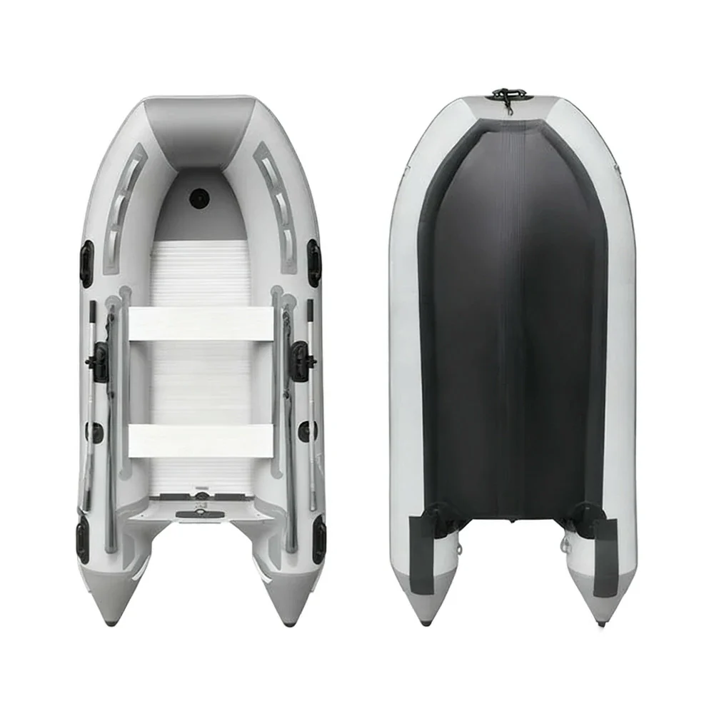 TREKKA 230/330/430cm Inflatable Kayak Durable PVC Construction Multi-Chamber Design Quick-Drain Valve Ideal for Fishing & Recreation - Grey - Image 6