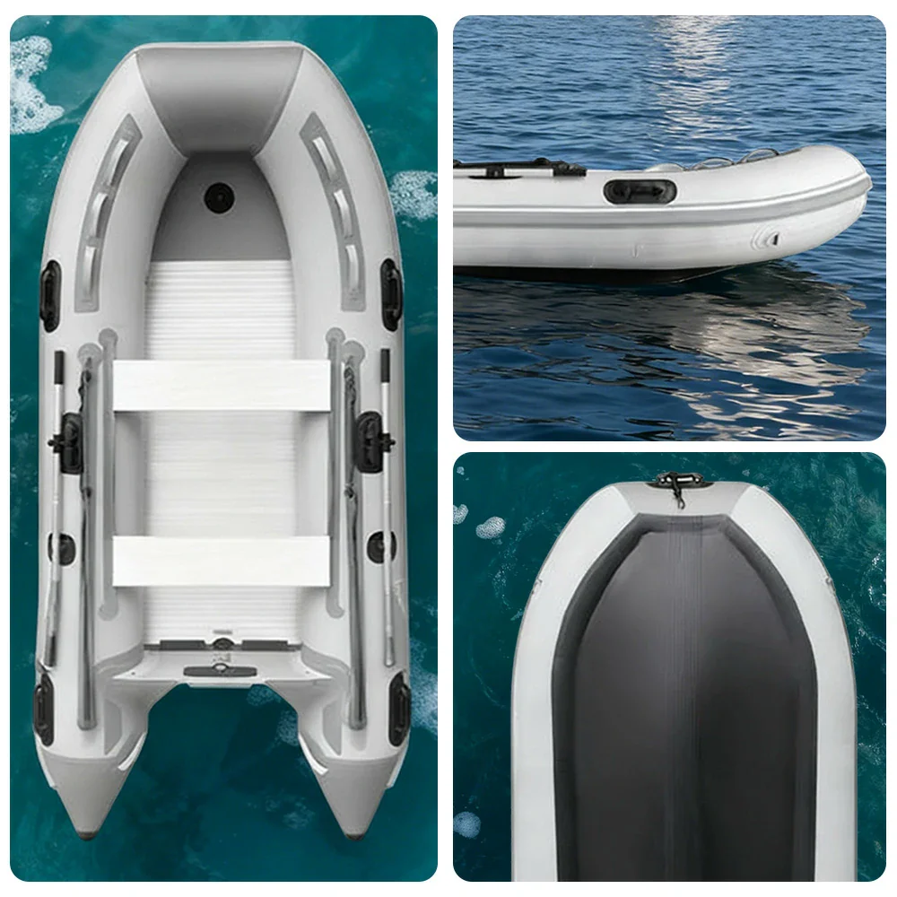TREKKA 230/330/430cm Inflatable Kayak Durable PVC Construction Multi-Chamber Design Quick-Drain Valve Ideal for Fishing & Recreation - Grey - Image 8