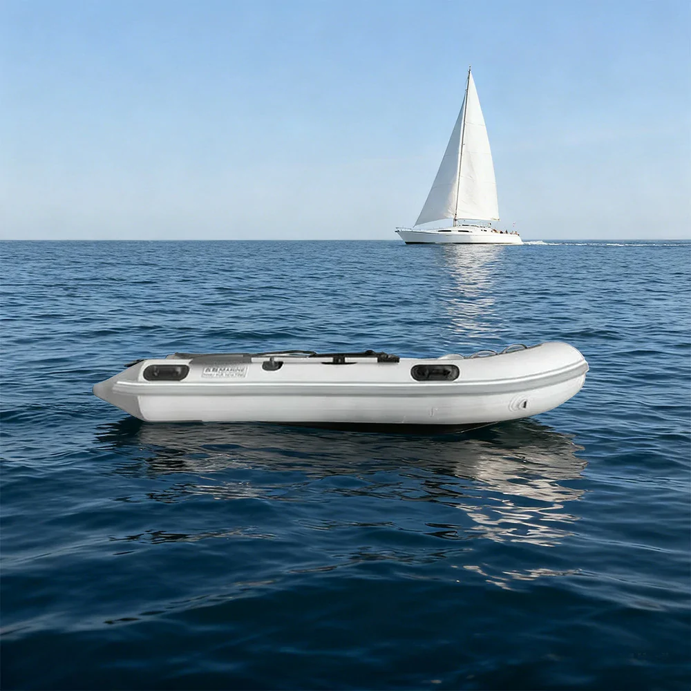 TREKKA 230/330/430cm Inflatable Kayak Durable PVC Construction Multi-Chamber Design Quick-Drain Valve Ideal for Fishing & Recreation - Grey - Image 9
