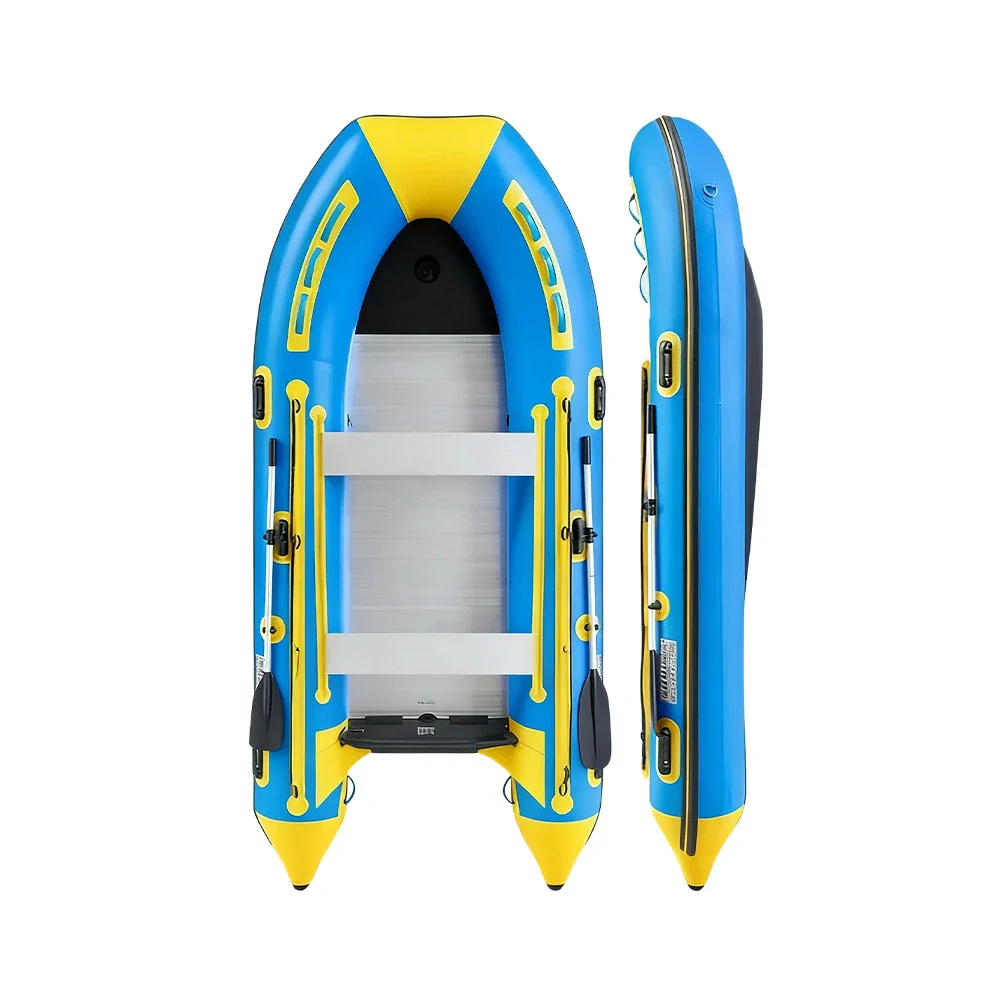 TREKKA 230/330/380cm Inflatable Kayak Durable PVC Construction Multi-Chamber Design Quick-Drain Valve Ideal for Fishing & Recreation - Blue - Image 11