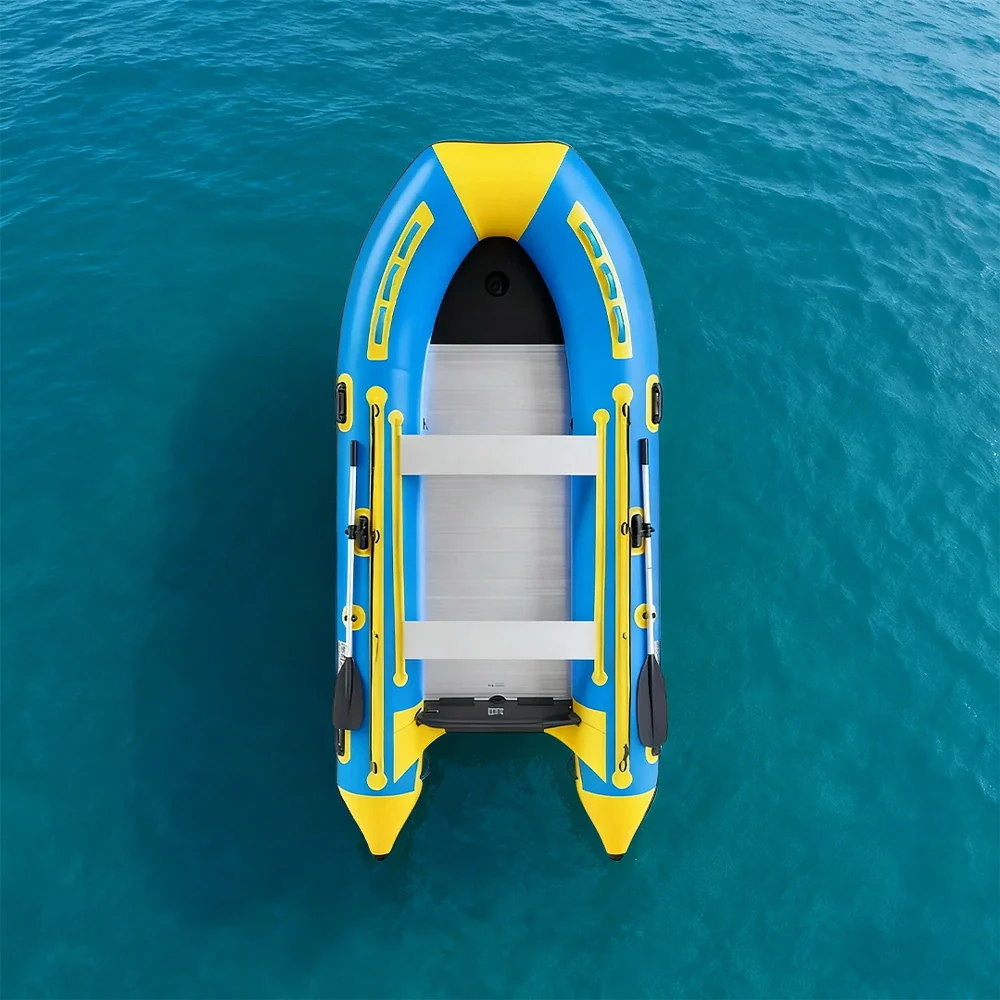 TREKKA 230/330/380cm Inflatable Kayak Durable PVC Construction Multi-Chamber Design Quick-Drain Valve Ideal for Fishing & Recreation - Blue - Image 12
