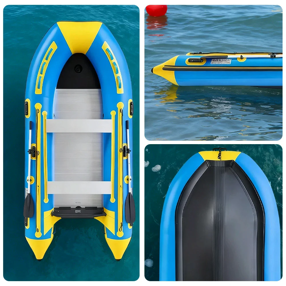 TREKKA 230/330/380cm Inflatable Kayak Durable PVC Construction Multi-Chamber Design Quick-Drain Valve Ideal for Fishing & Recreation - Blue - Image 13