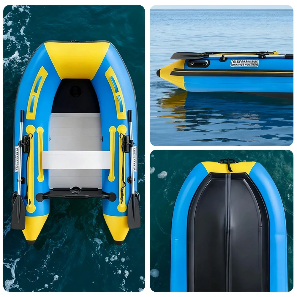 TREKKA 230/330/380cm Inflatable Kayak Durable PVC Construction Multi-Chamber Design Quick-Drain Valve Ideal for Fishing & Recreation - Blue - Image 3