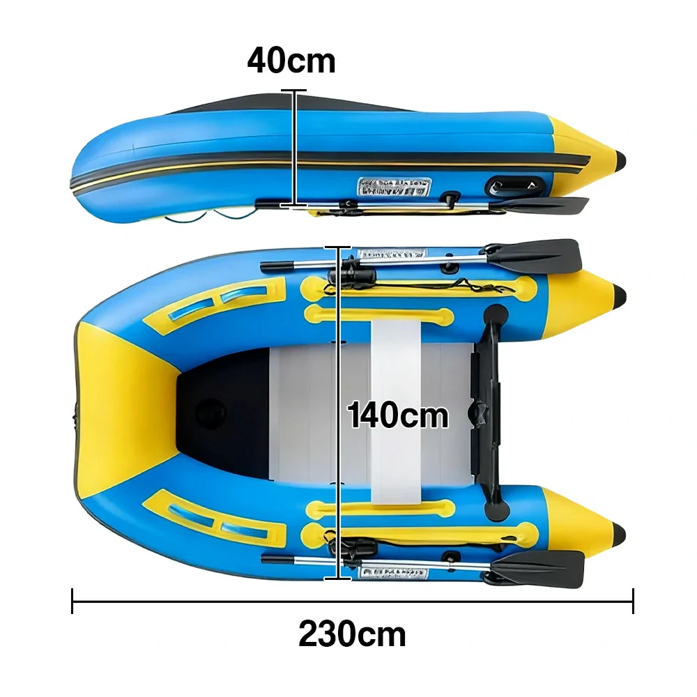 TREKKA 230/330/380cm Inflatable Kayak Durable PVC Construction Multi-Chamber Design Quick-Drain Valve Ideal for Fishing & Recreation - Blue - Image 5