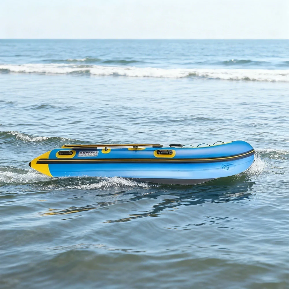 TREKKA 230/330/380cm Inflatable Kayak Durable PVC Construction Multi-Chamber Design Quick-Drain Valve Ideal for Fishing & Recreation - Blue - Image 9