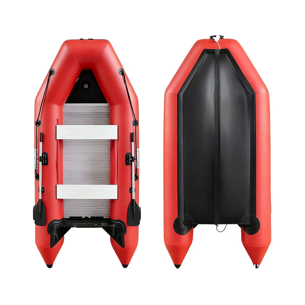 TREKKA 230/280/330cm Inflatable Kayak Durable PVC Construction Multi-Chamber Design Quick-Drain Valve Ideal for Fishing & Recreation - Red - Image 11