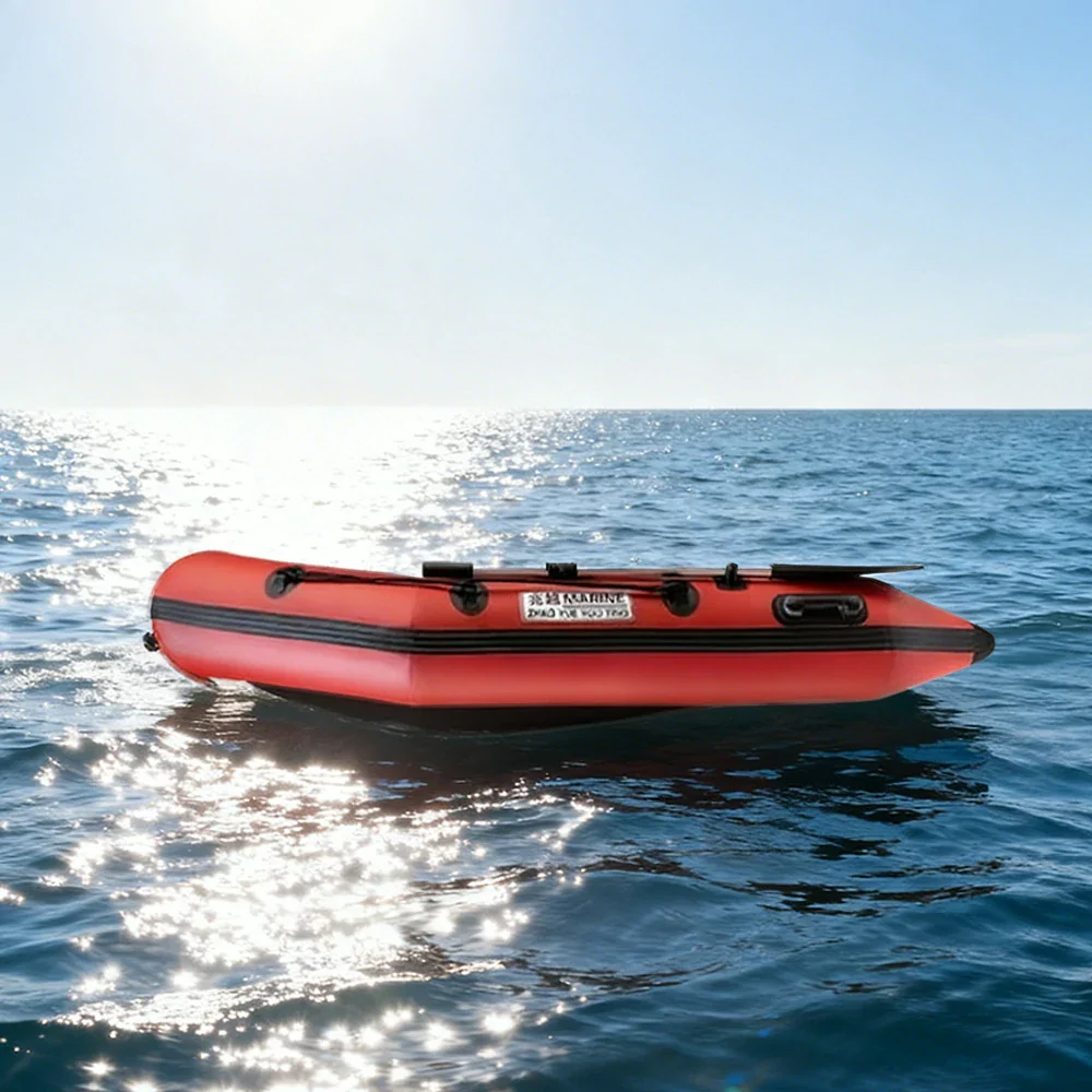 TREKKA 230/280/330cm Inflatable Kayak Durable PVC Construction Multi-Chamber Design Quick-Drain Valve Ideal for Fishing & Recreation - Red - Image 4