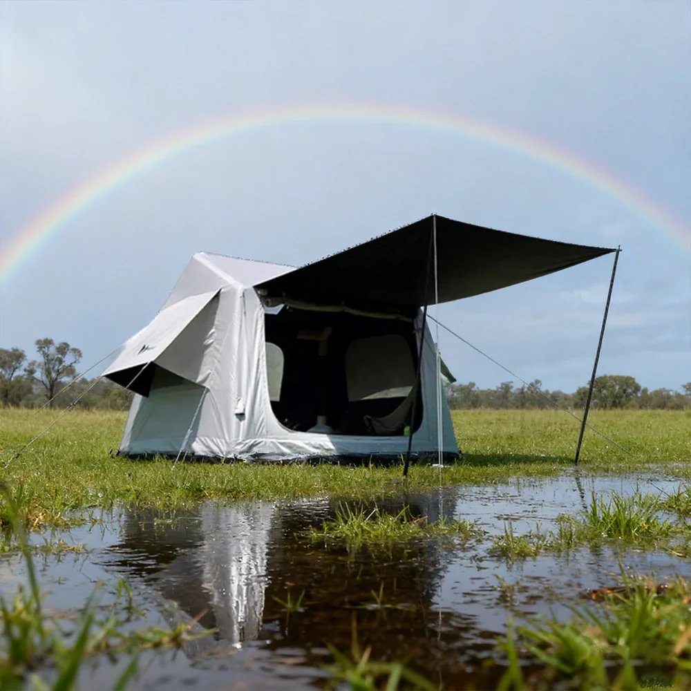 TREKKA Ridge Camping Tent with Large Blackout Awning - UV-Resistant, Waterproof, Spacious Interior, Easy Setup - Black - Image 4