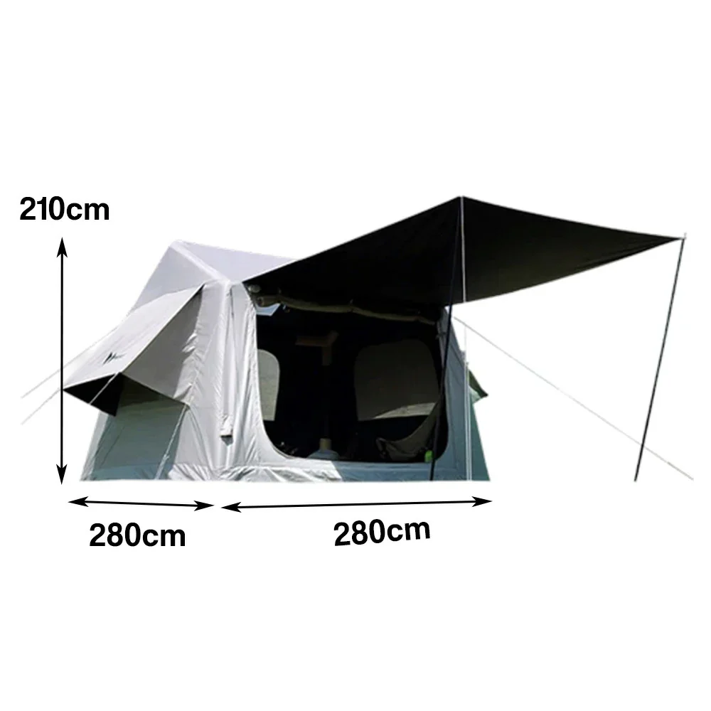 TREKKA Ridge Camping Tent with Large Blackout Awning - UV-Resistant, Waterproof, Spacious Interior, Easy Setup - Black - Image 5