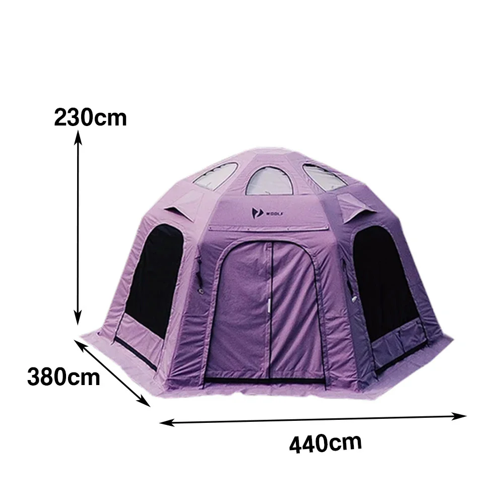 TREKKA Camping Tent with Mesh, Floor Mat & 3-Side TPU Door Panels - Waterproof, Windproof, Spacious, Easy Setup - Purple - Image 5