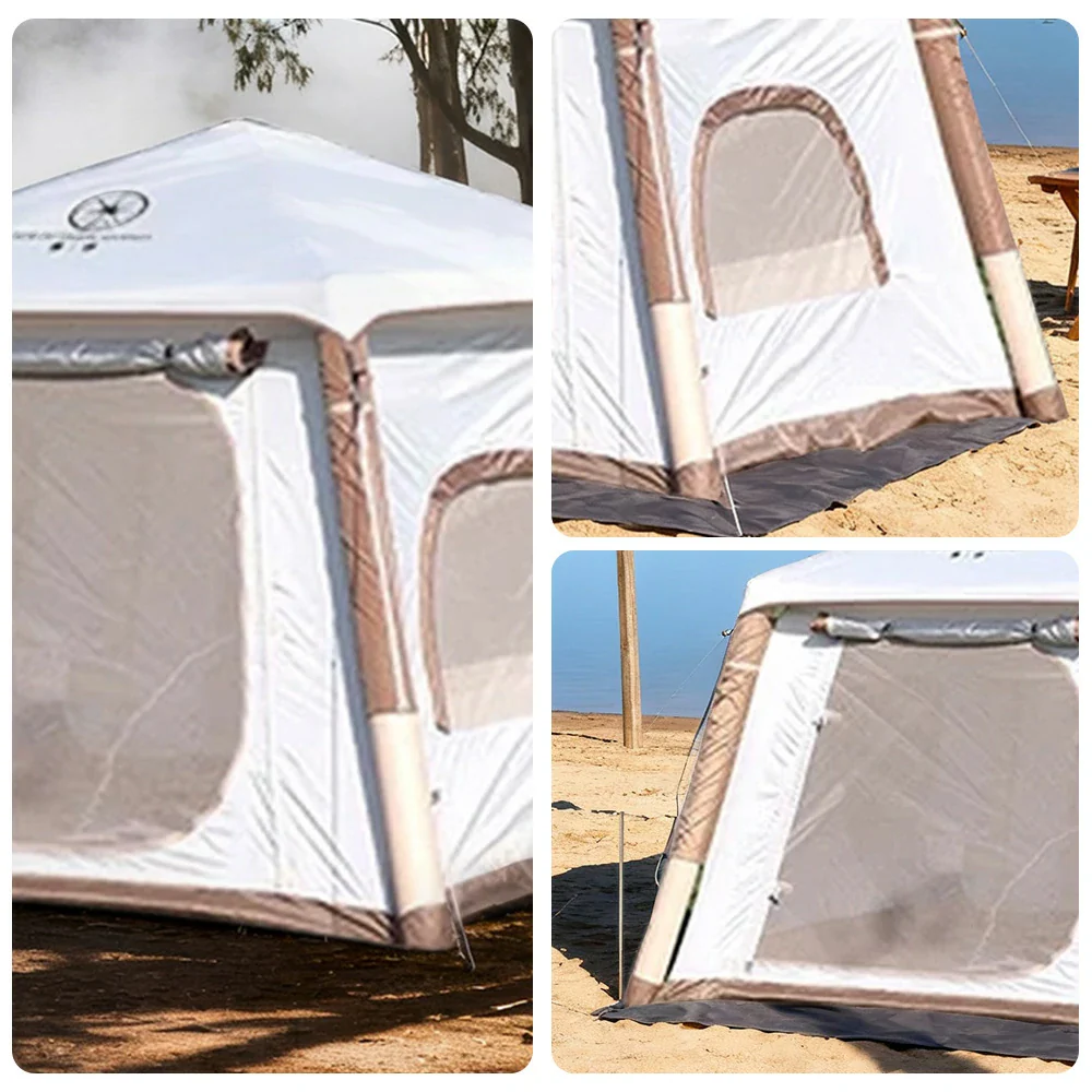 TREKKA Inflatable Camping Tent with Silver-Coated Roof - UPF50+ Sun Protection, Easy Setup, Compact Shelter for 2-4 People - Cream White - Image 3