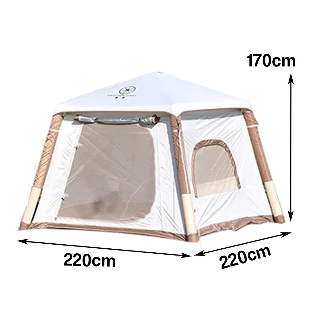 TREKKA Inflatable Camping Tent with Silver-Coated Roof - UPF50+ Sun Protection, Easy Setup, Compact Shelter for 2-4 People - Cream White - Image 5