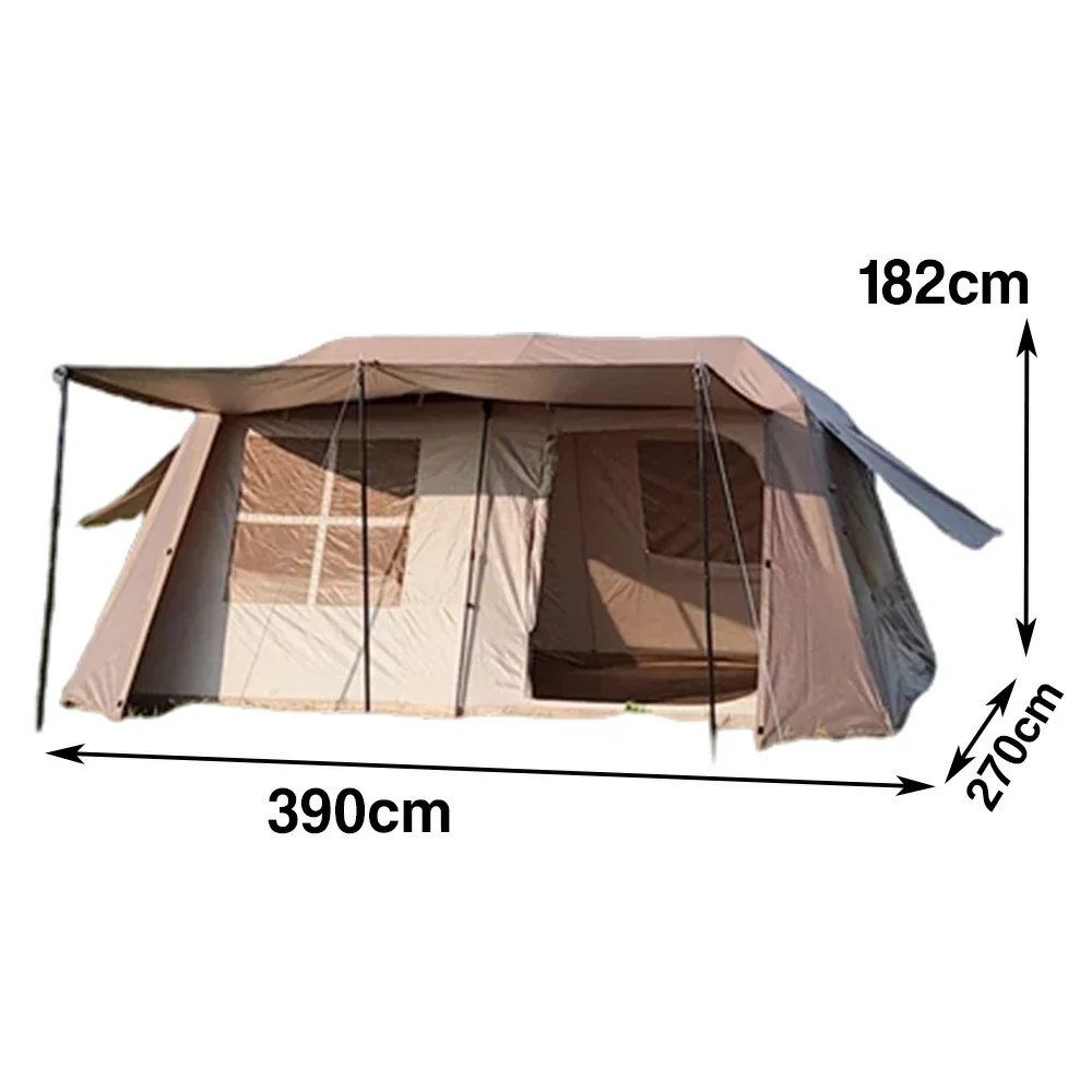 TREKKA Ridge-Style Camping Tent with Approx. 13 Sq. m Space - Two-Room One-Living-Area Layout, Auto-Open Design, Spacious Family Shelter - Brown - Image 5