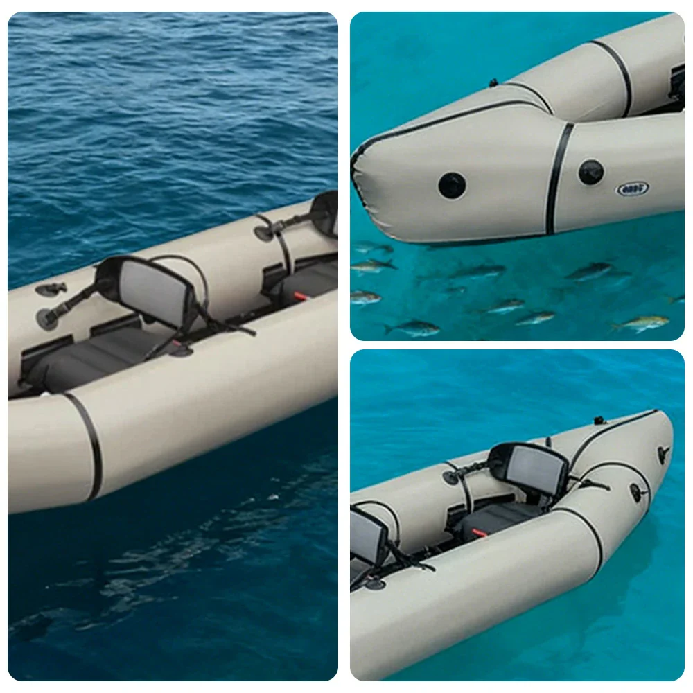 TREKKA 2-Person Inflatable Kayak Streamlined Patented Hull Lightweight Compact Design Spacious Interior for Recreation & Travel - Beige - Image 3