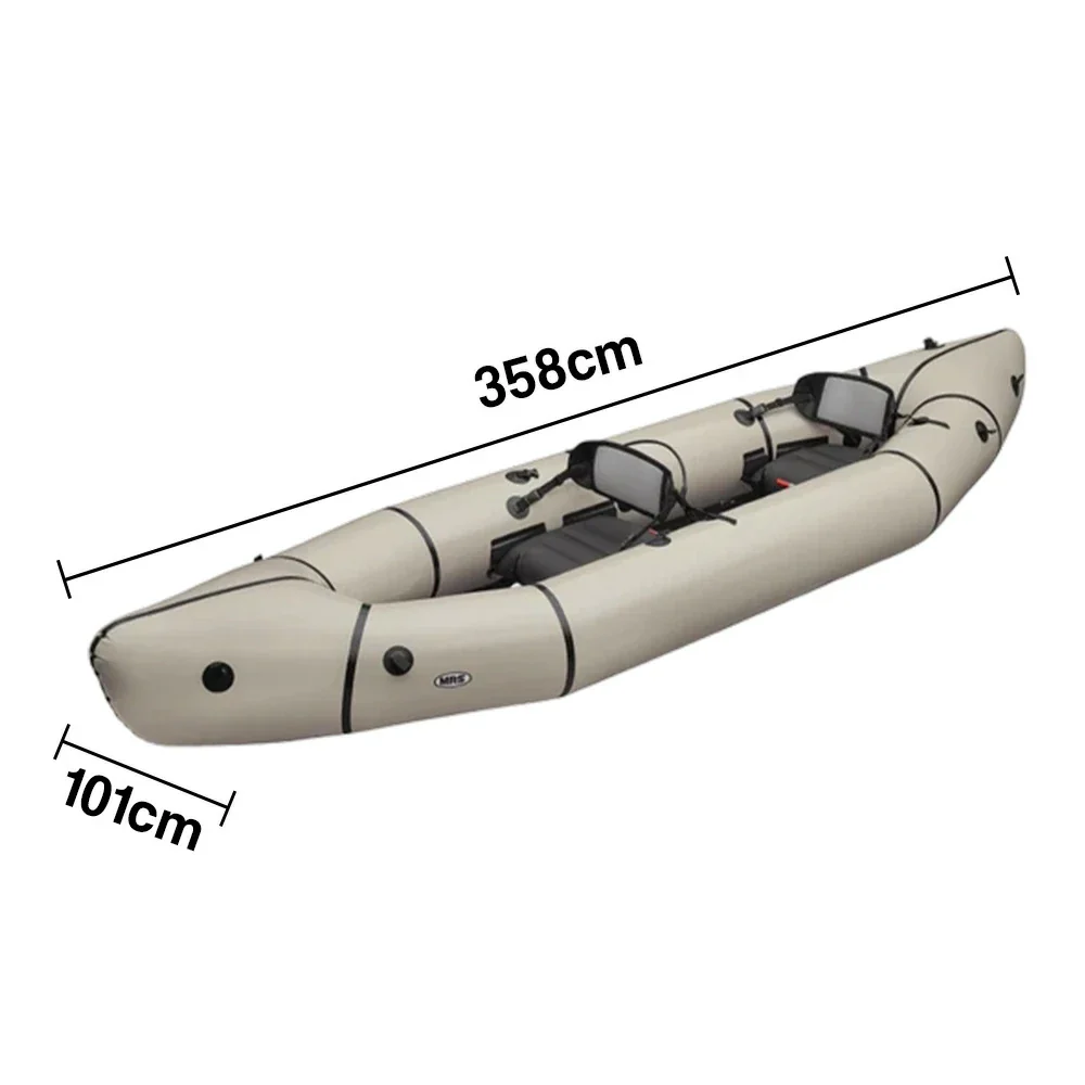 TREKKA 2-Person Inflatable Kayak Streamlined Patented Hull Lightweight Compact Design Spacious Interior for Recreation & Travel - Beige - Image 5