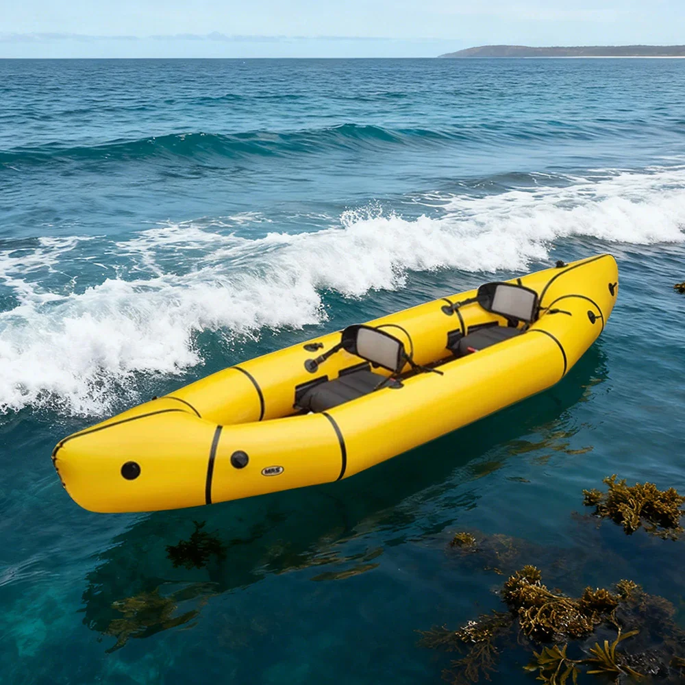 TREKKA 2-Person Inflatable Kayak Streamlined Patented Hull Lightweight Compact Design Spacious Interior for Recreation & Travel - Yellow - Image 2